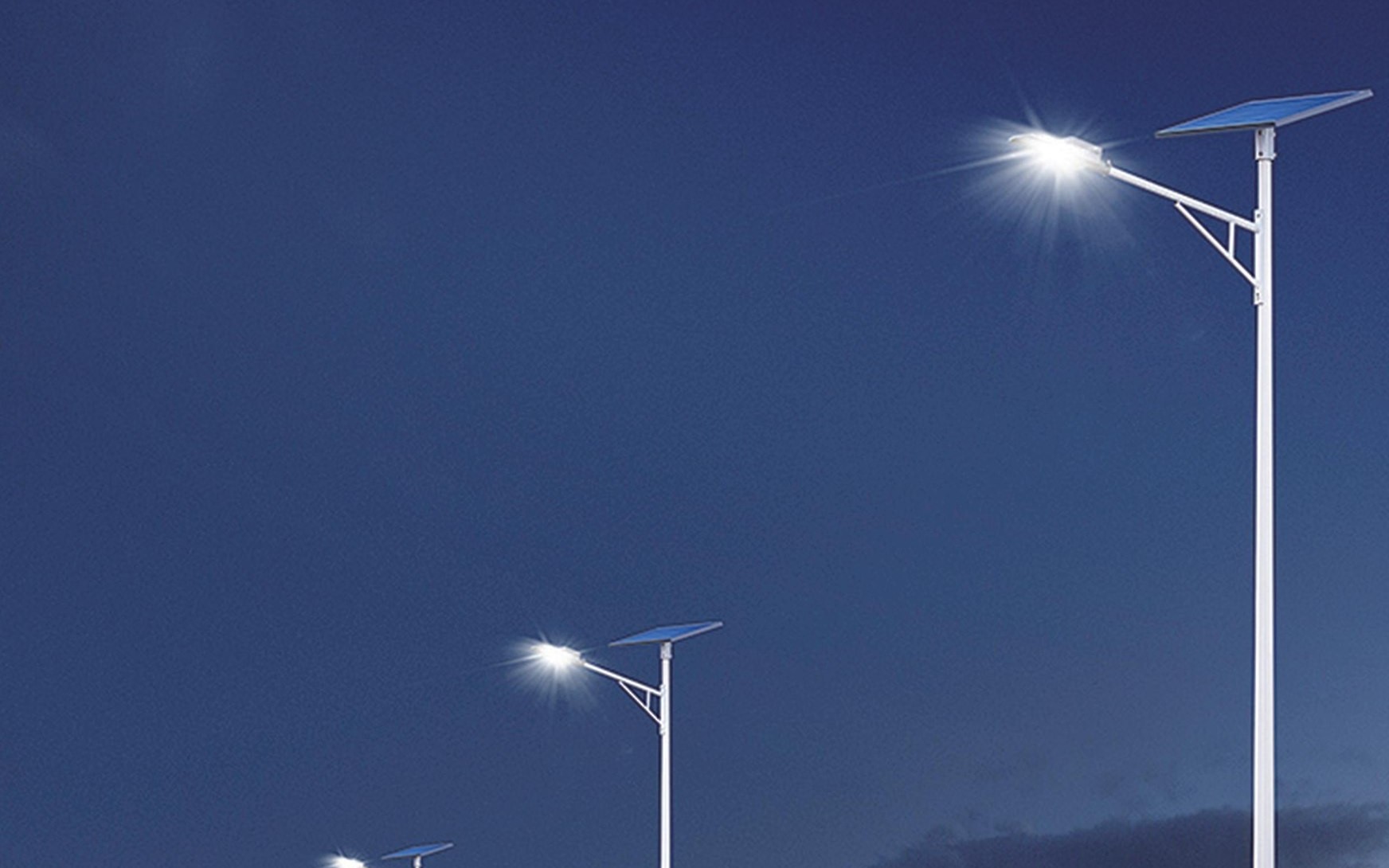 GOFA solar street lights lining a municipal road